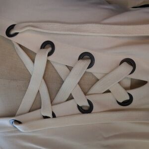 Cream White Lace-Up Top